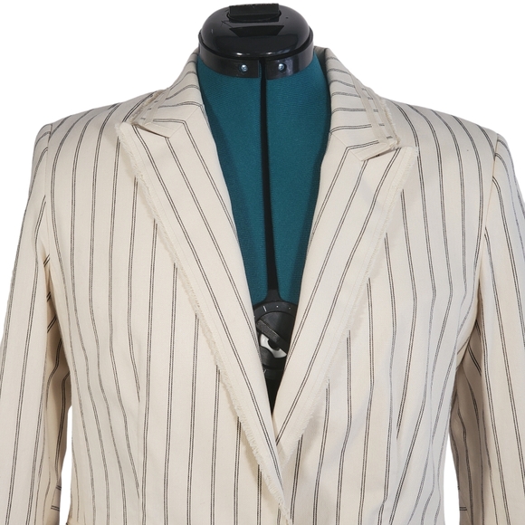 rag & bone Millie Striped Blazer Jacket Ivory Black Size 6 Office Size 6 - Picture 5 of 14